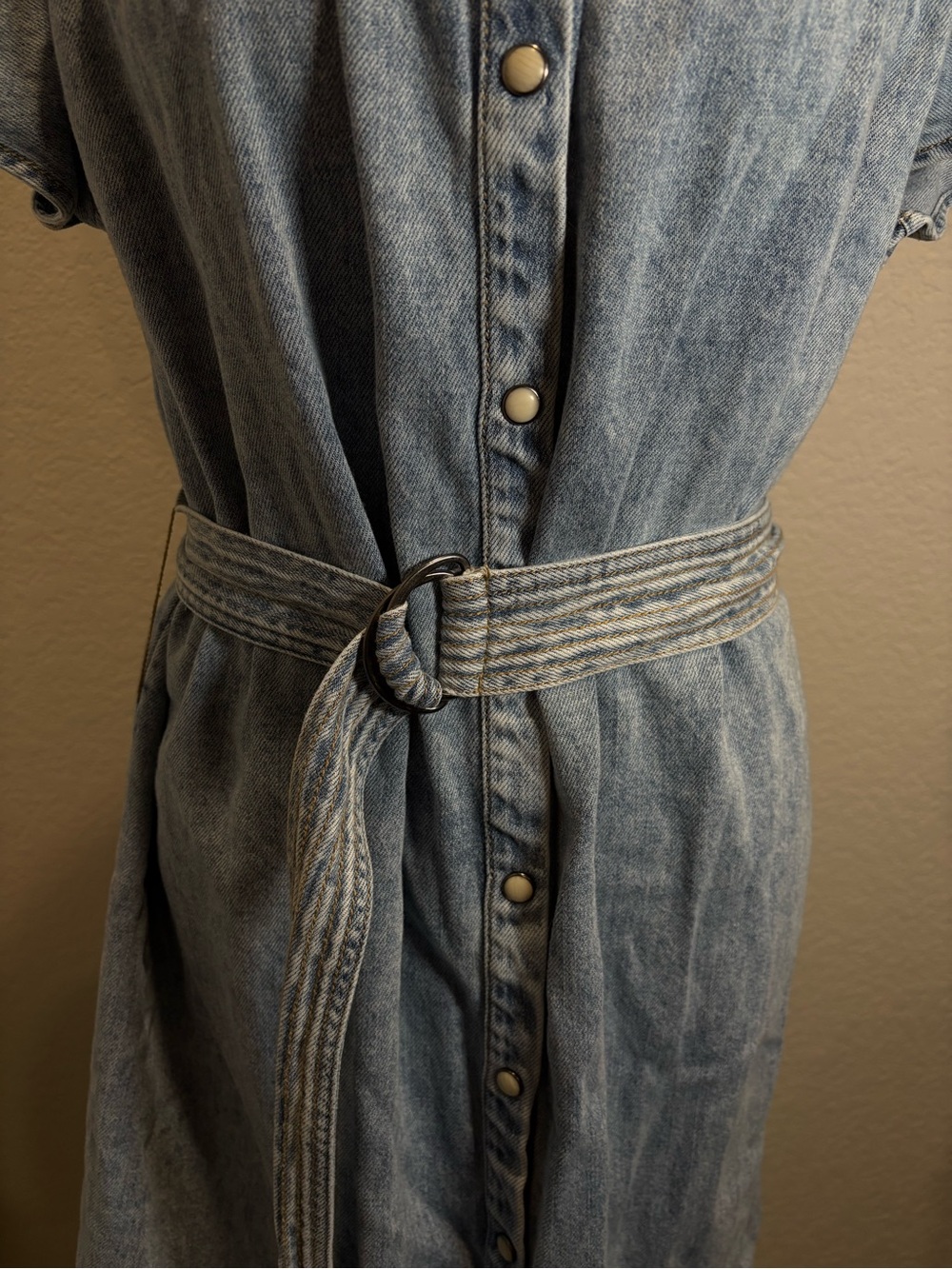 Rails Letta Denim Mini Dress Faded Indigo Flutter Sleeve L - Picture 3 of 11